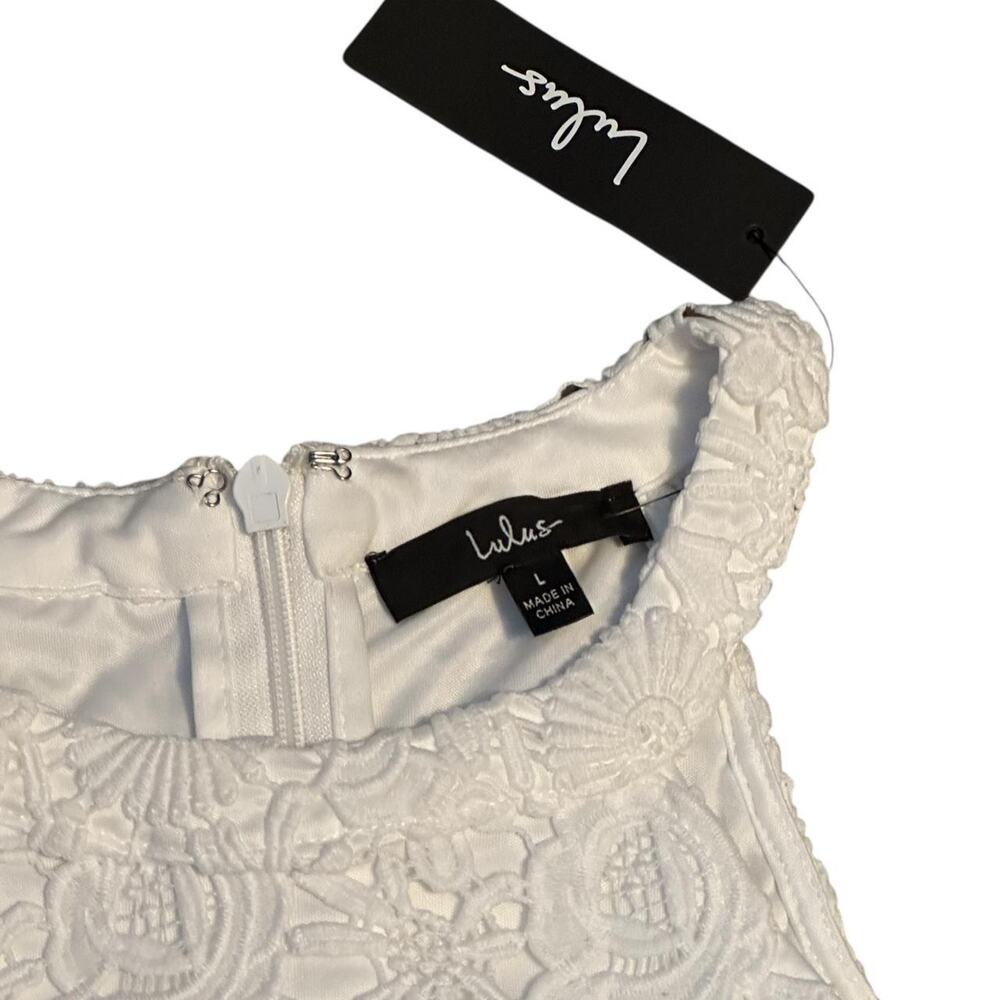 Lulus NWT Womens L white lace covered halter dress - Picture 4 of 6